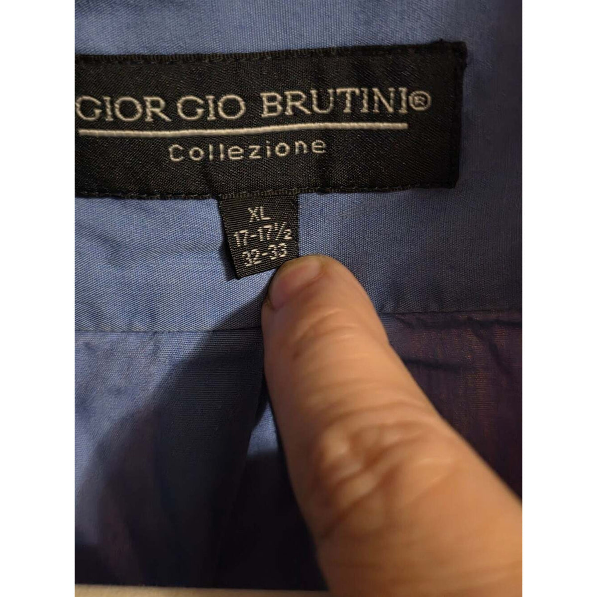 Giorgio Brutini Men's Blue Long Sleeve Button-Down Dress Shirt Size XL 17-17.5