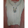 French Laundry Woman Cream Floral Embroidered Peasant Top 22/24 Plus