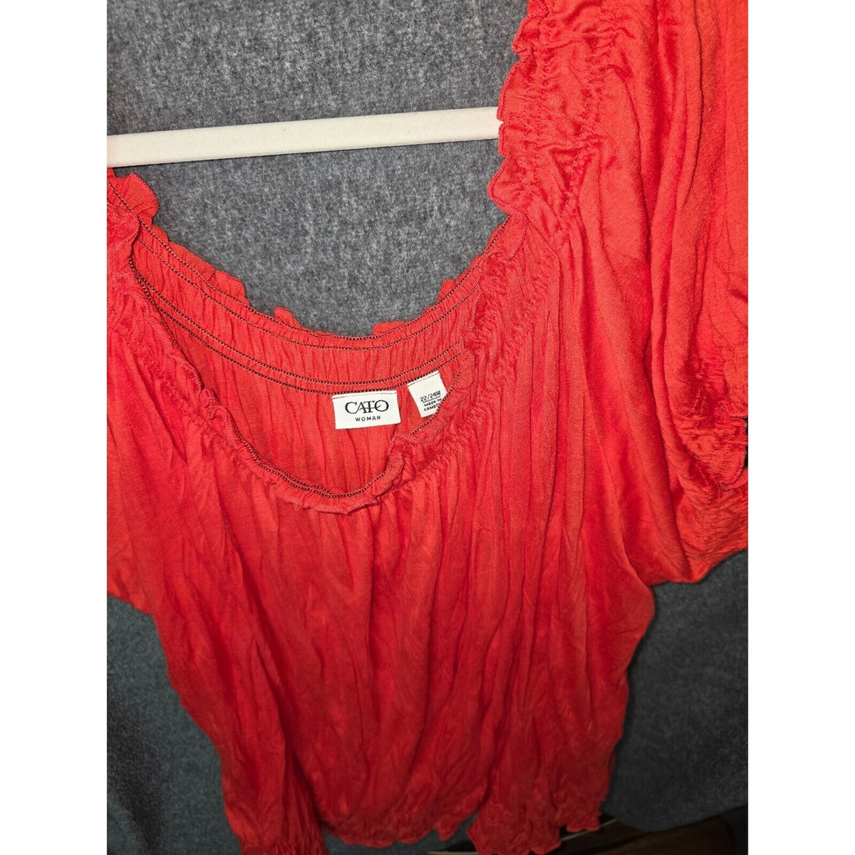 Cato Red Short Sleeve Ruffled Blouse Size 22/24