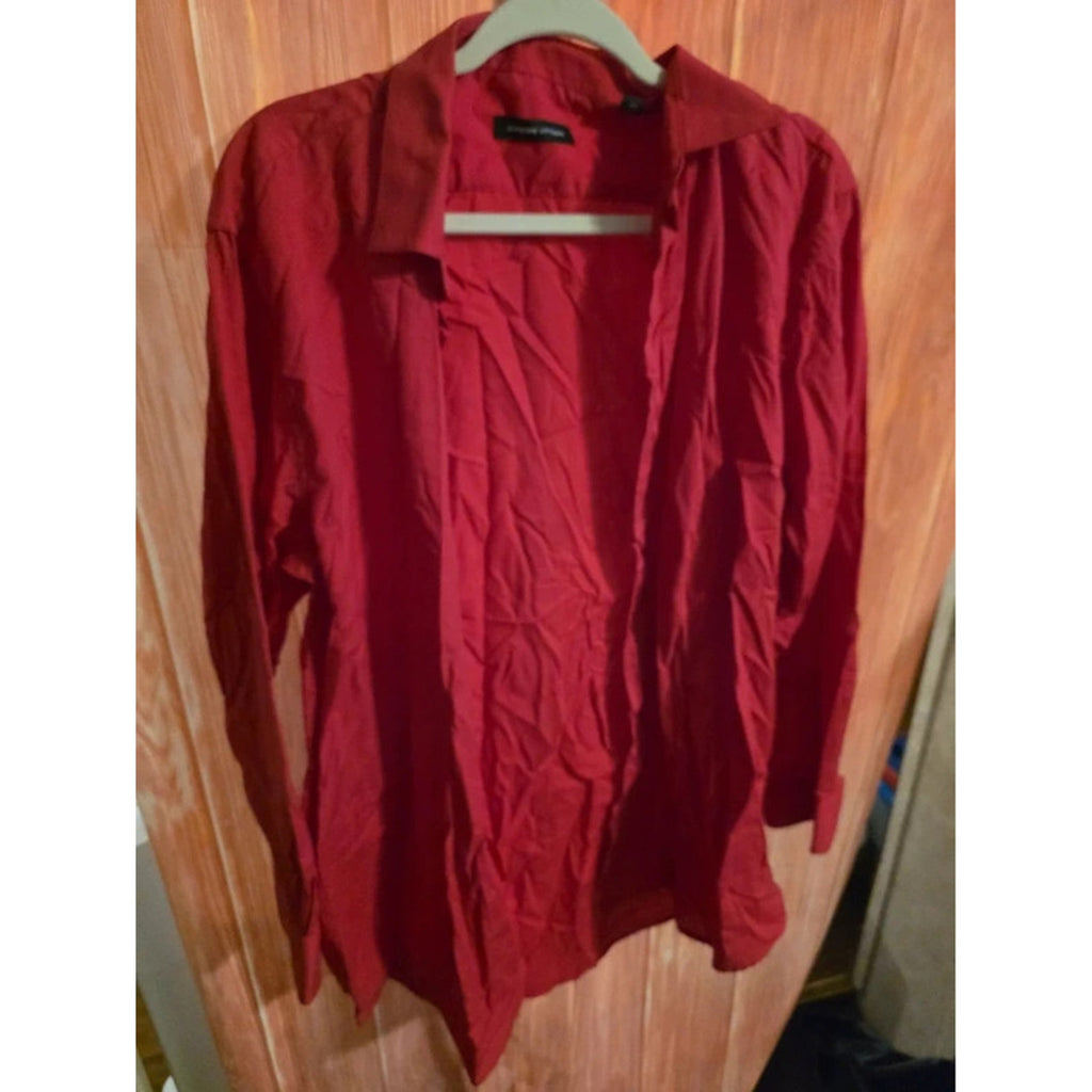 Adrienne Vittadini Mens Crimson Red Dress Shirt Long Sleeve 17-17.5 36/37 Tall