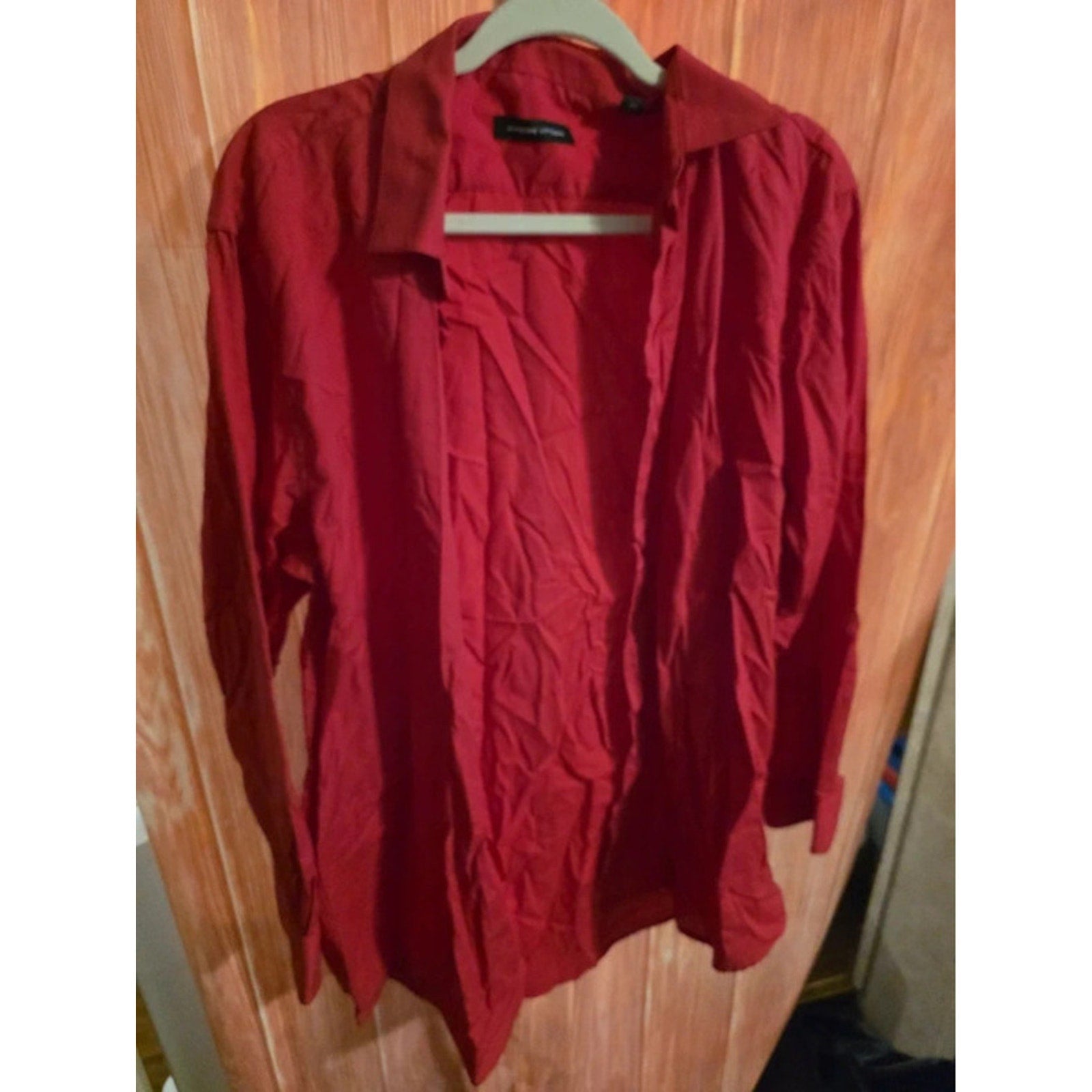 Adrienne Vittadini Mens Crimson Red Dress Shirt Long Sleeve 17-17.5 36/37 Tall