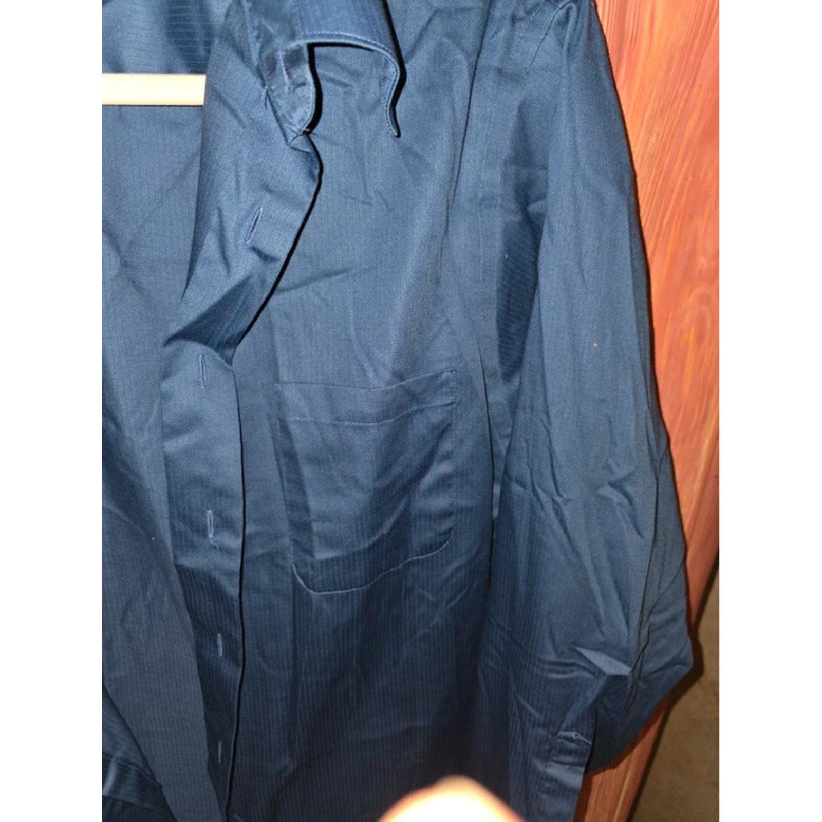 Geoffrey Beene Men's Navy Blue Wrinkle Free Long Sleeve Dress Shirt 16.5 34/35 L
