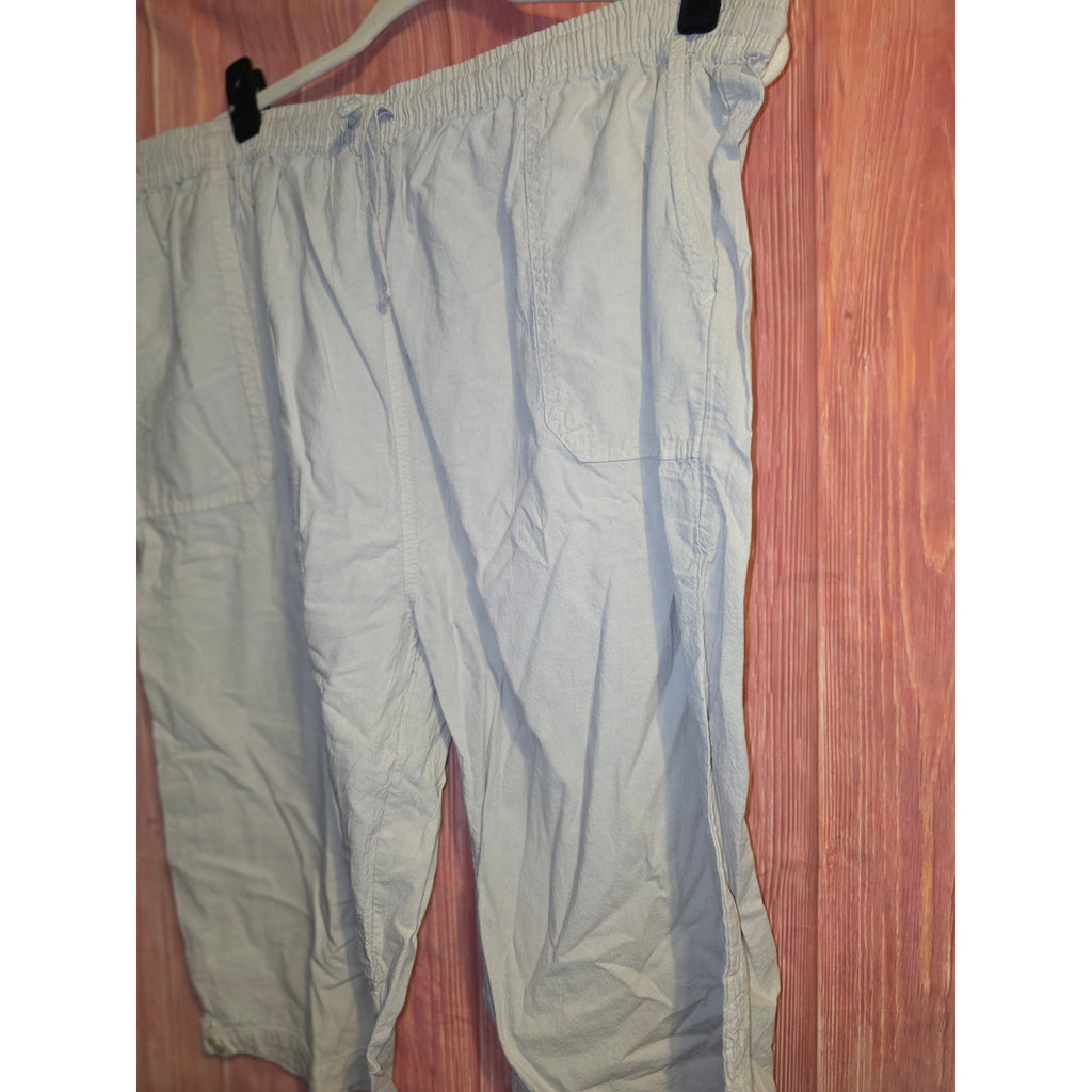 Koret Womens 3X Cotton Capri Pants Elastic Waist Drawstring Pockets Light Khaki