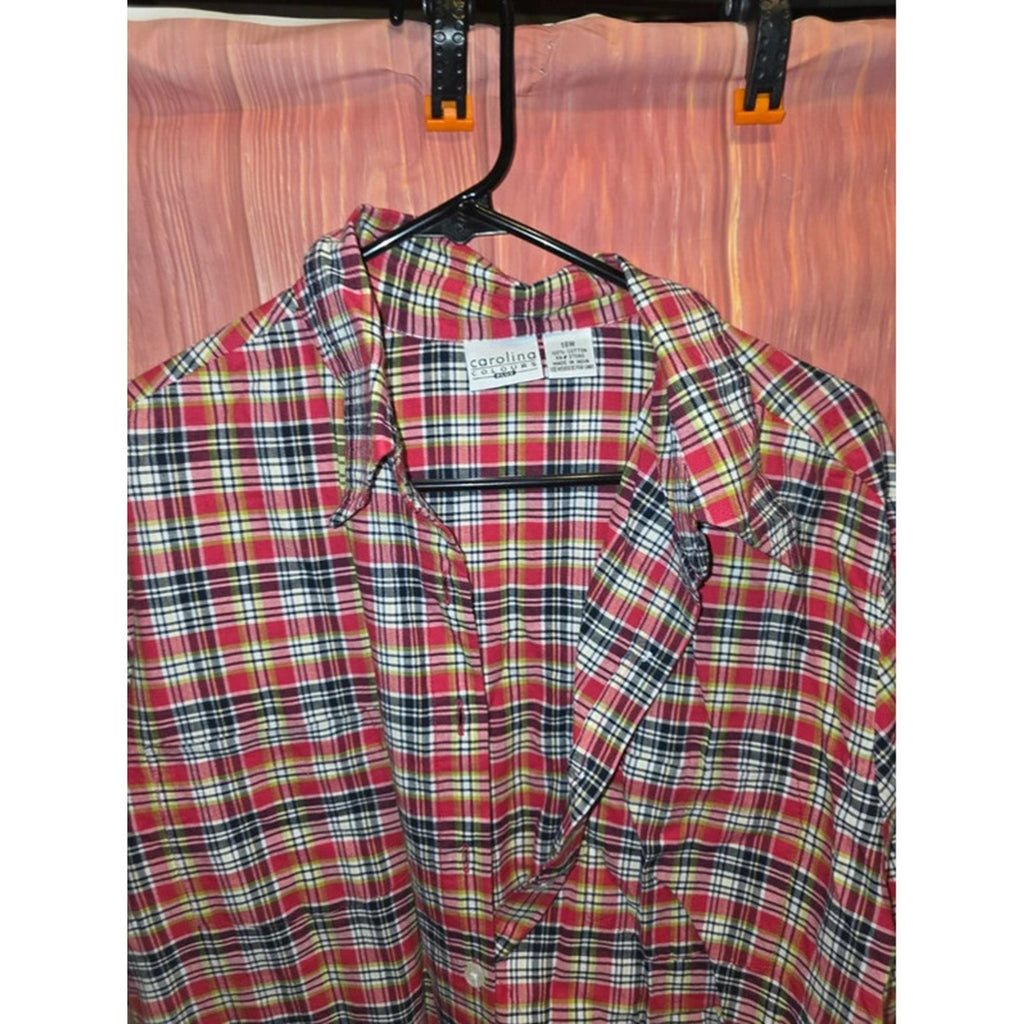 Carolina Colours Plus 18W Multicolor Tartan Plaid 100% Cotton Button Up Shirt