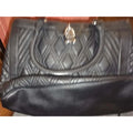 Guess Black Quilted Faux Leather Padlock Satchel Tote Bag Leopard Cheetah Lining