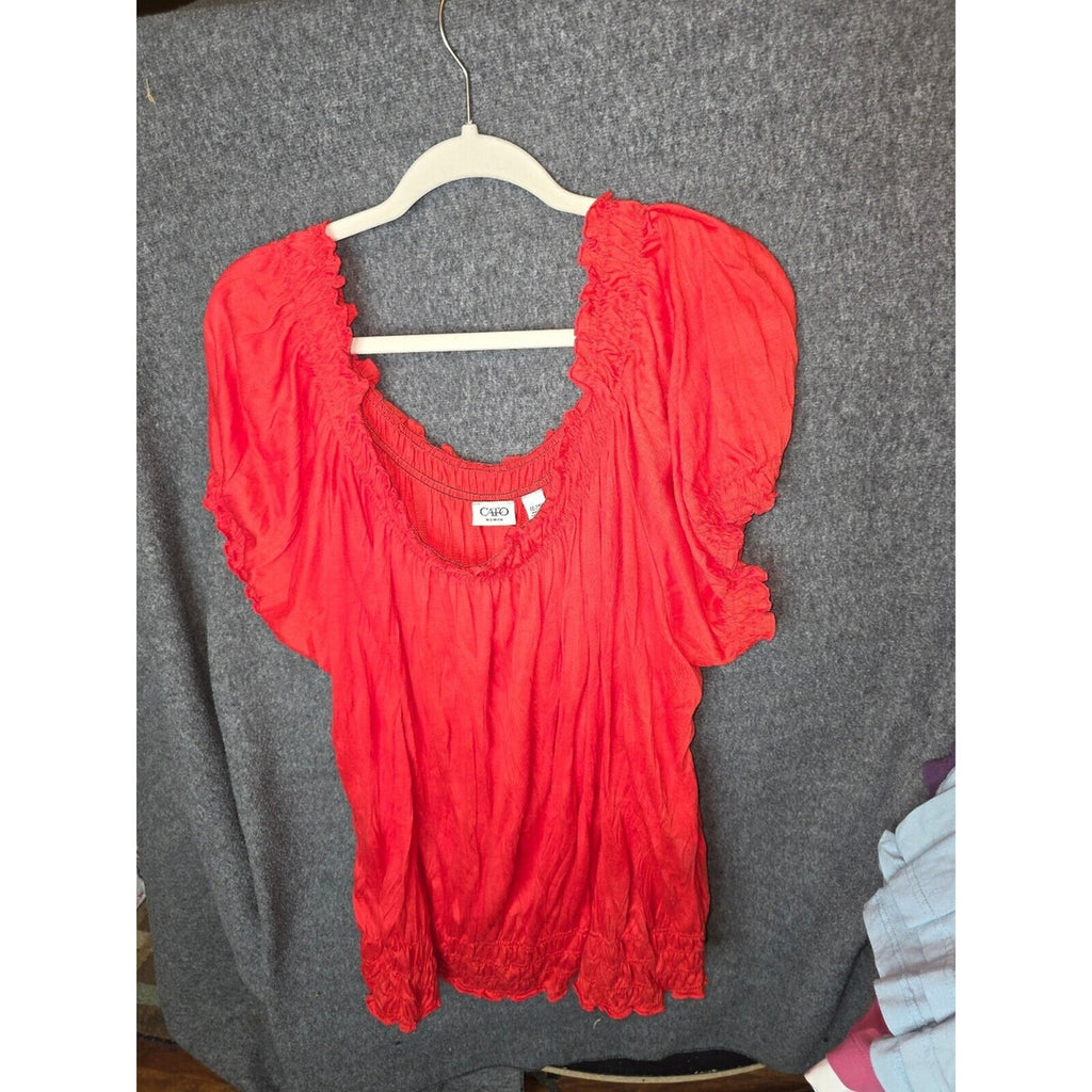 Cato Red Short Sleeve Ruffled Blouse Size 22/24