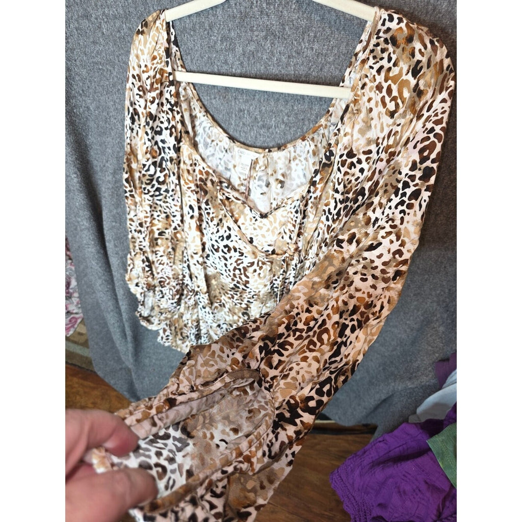 Cato Women's Brown Animal Print Blouse Size 2X