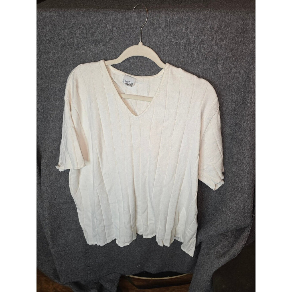 Carolina Colurs White V-Neck Short Sleeve Sweater 22/24