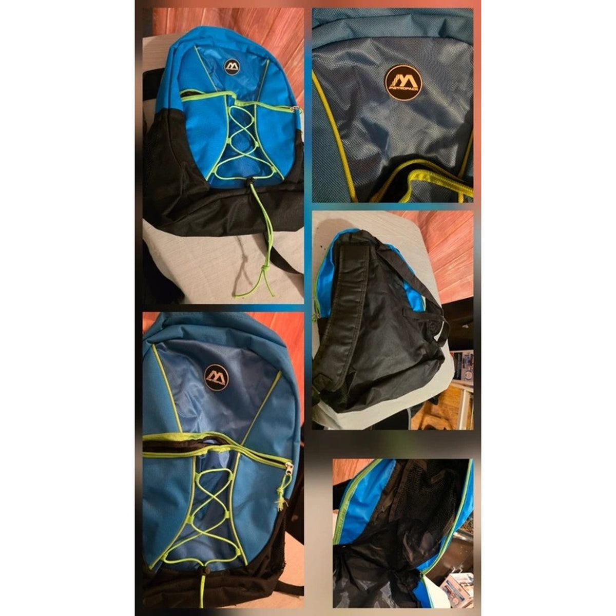 Metropack Blue & Black Backpack Lime Green Details & Organizer - Good Condition