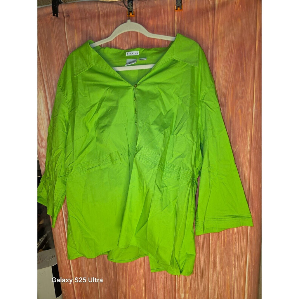 Carolina Colours Plus Lime Green Stretch Blouse Size 24