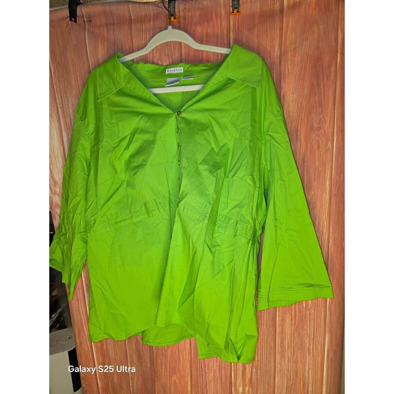Carolina Colours Plus Lime Green Stretch Blouse Size 24