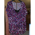 Women’s Plus Size 3X (22W-24W) Purple Abstract Mosaic Layered Cowl Neck Top