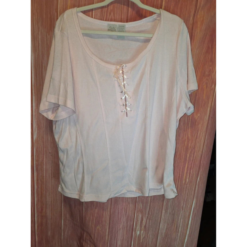 Fiorlini International Plus Baby Pink Satin Ribbon Corset Lace Top 22/24W