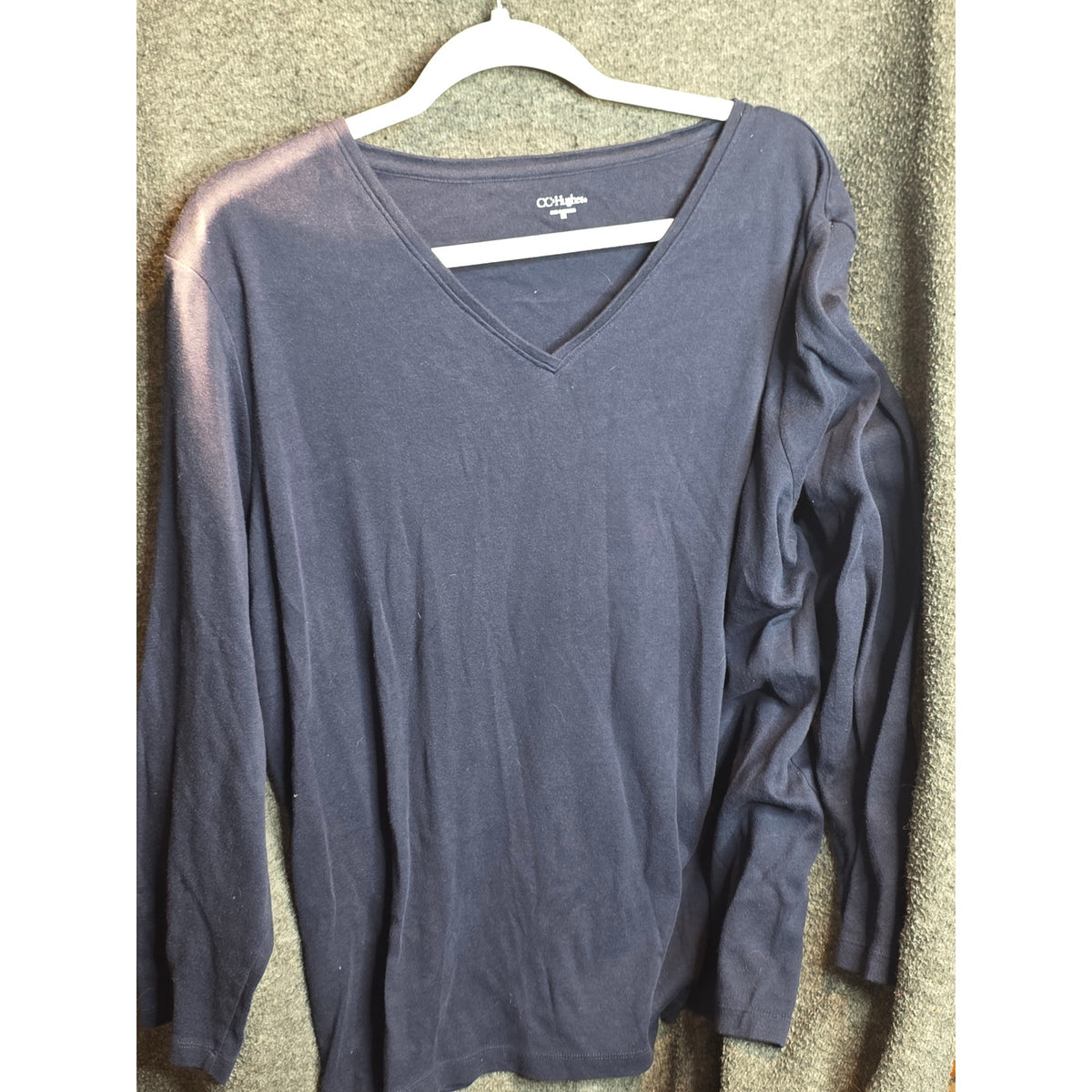 C.C. Hughes Navy Blue V-Neck Long Sleeve Top Size 1X - As-Is / Flawed