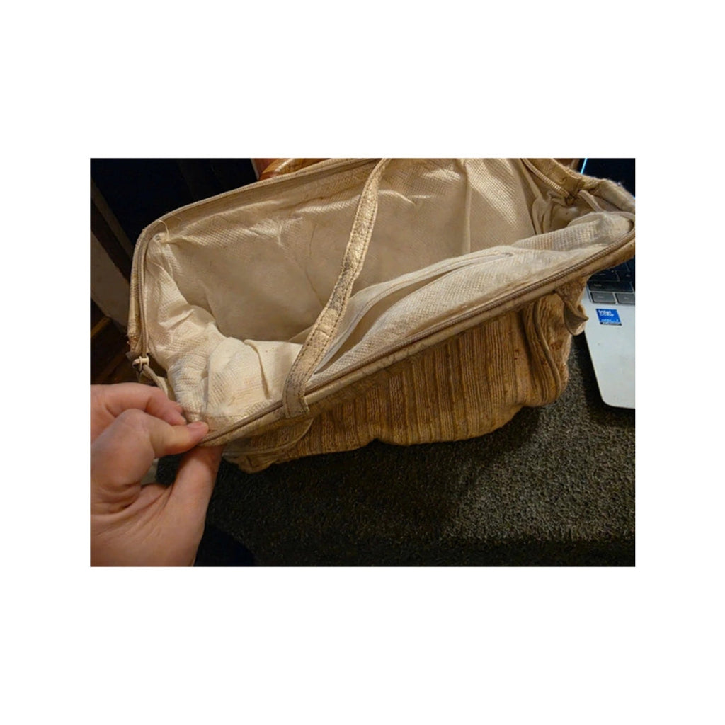 Vintage Cream Chenille Tapestry Patchwork Doctor Frame Satchel Shoulder Handbag