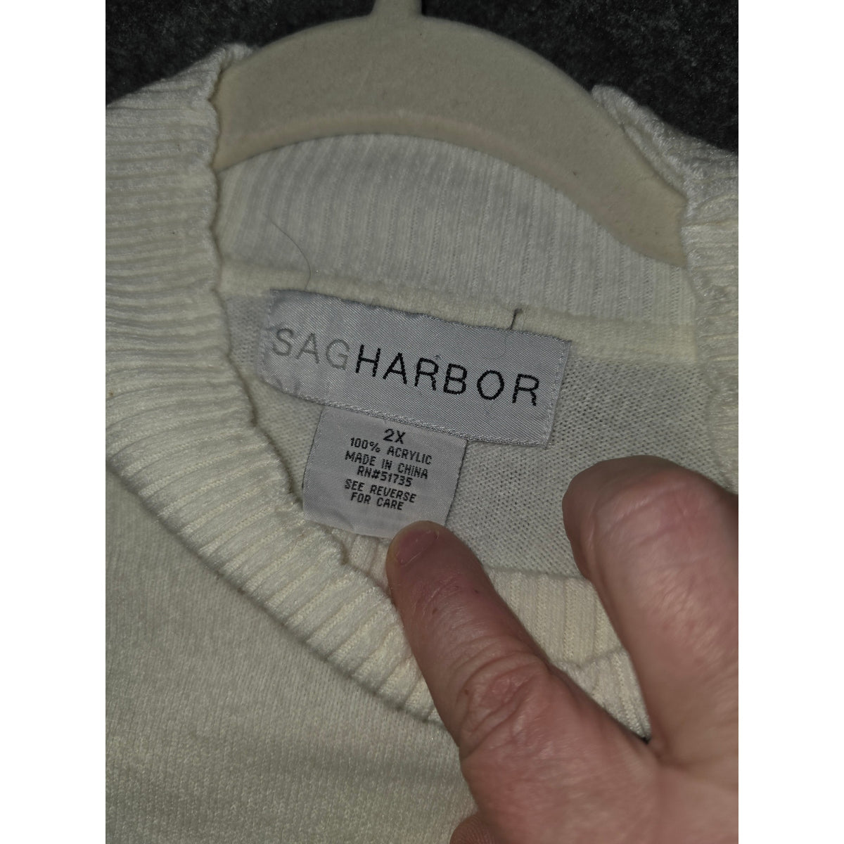 Sag Harbor Women's Plus 2X Ivory Ribbed Mock Neck Sweater