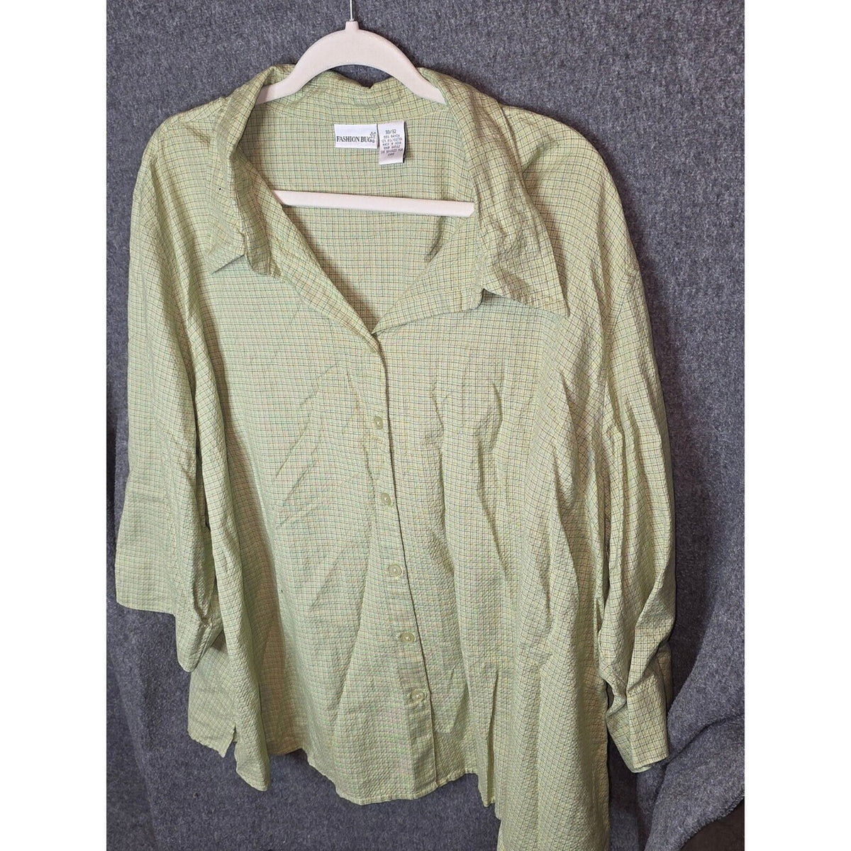 Fashion Bug Green Checkered Button-Up Shirt Size 30/32