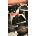 Vintage Black Mixed Material Satchel Bag - Faux Croc & Felt Details
