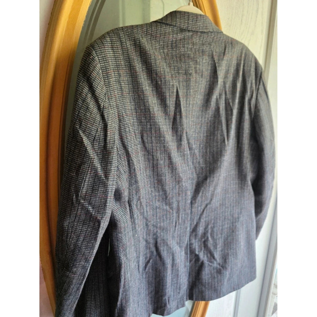 Vintage Haggar Tweed Plaid Houndstooth Blazer Sport Coat Made in USA 2-Button