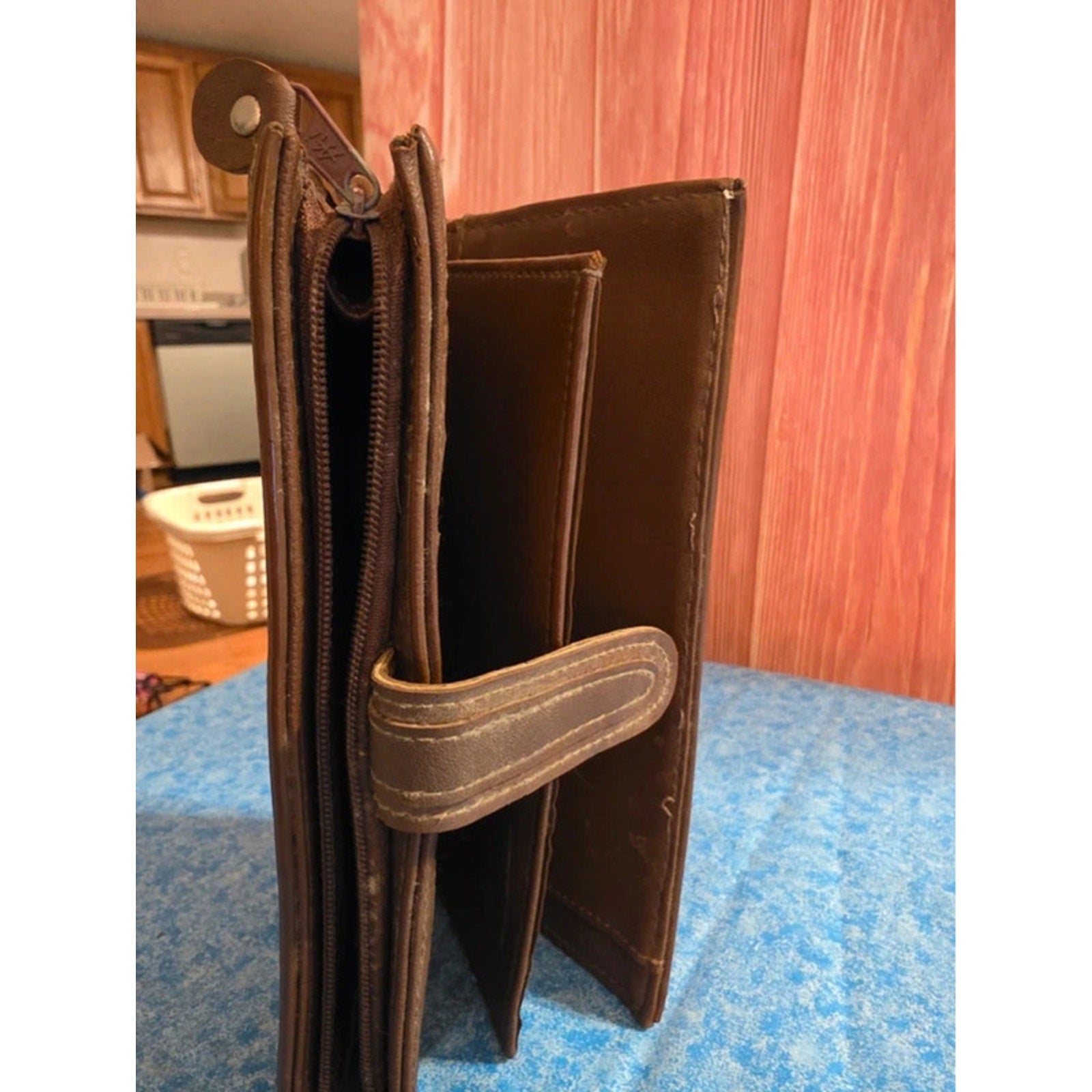 4 Vintage Leather Wallets Checkbook Organizer Snap Pocket Card Holder Set