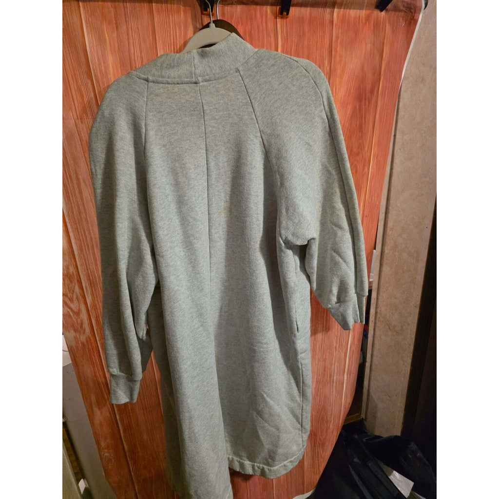 Unbranded Gray Sweatshirt Long Cardigan Duster with Gold Buttons