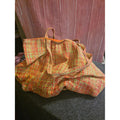 Bijoux Terner Orange Lime Woven Raffia Straw Tote Bag Sparkle Shimmer Beach