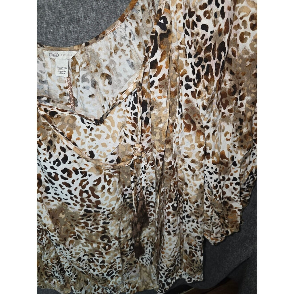 Cato Women's Brown Animal Print Blouse Size 2X