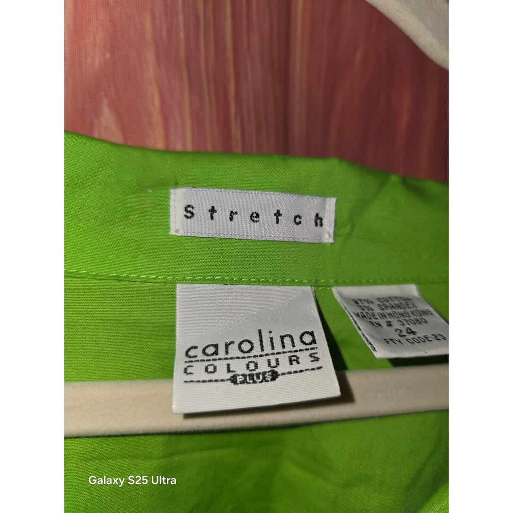 Carolina Colours Plus Lime Green Stretch Blouse Size 24