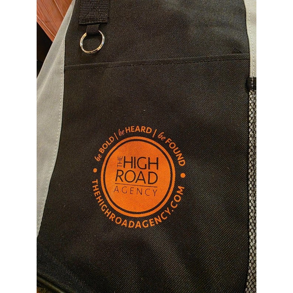 The High Road Agency Black Gray Canvas Zip Tote Bag Mesh Bottle Beach Shopper