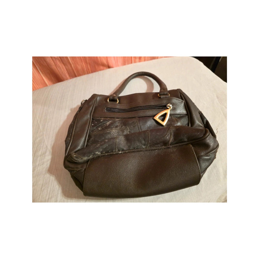 Vintage 80s / 90s Dark Brown Patchwork Shoulder Bag - Multi Compartment