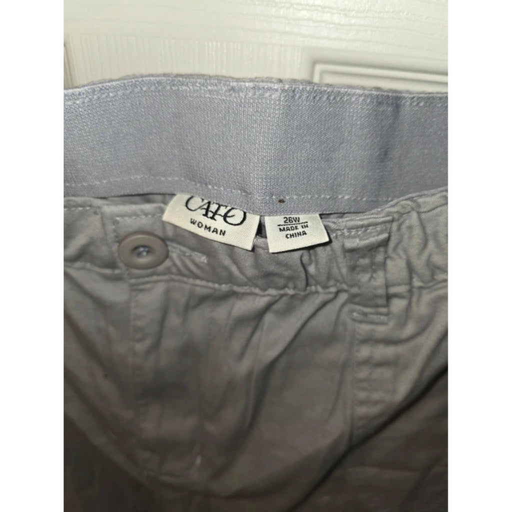Cato Cargo Drawstring Hem Capri Pants 26W Light Gray Cropped