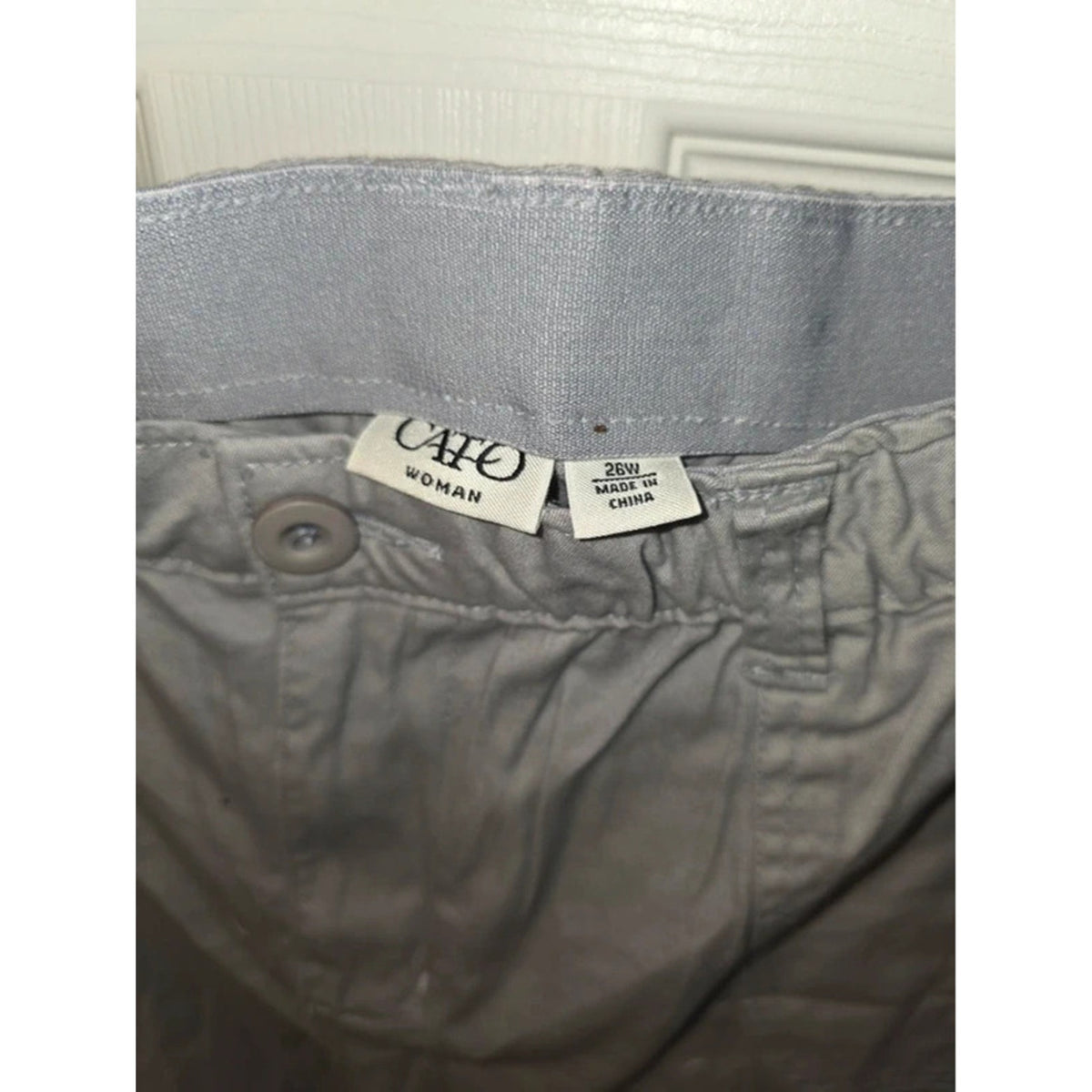 Cato Cargo Drawstring Hem Capri Pants 26W Light Gray Cropped