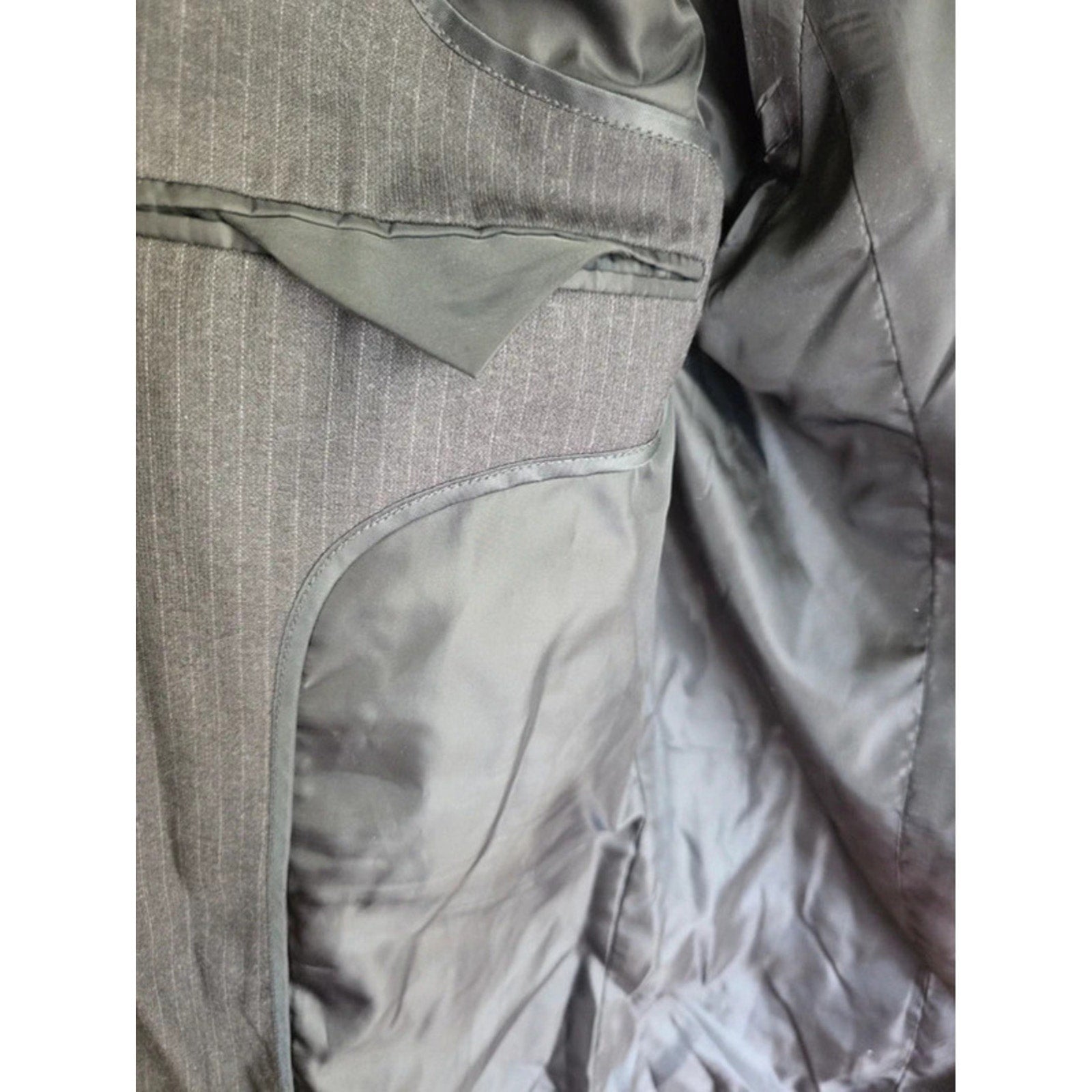 Attention Mens 42R Charcoal Gray Pinstripe 3-Button Jacket Blazer Fully Lined