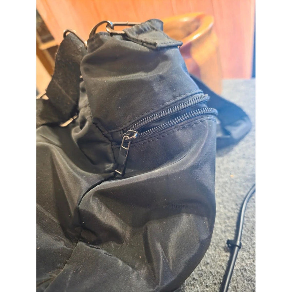 Black Nylon Multi Pocket Shoulder Travel Weekender Crossbody Handbag Gym Purse