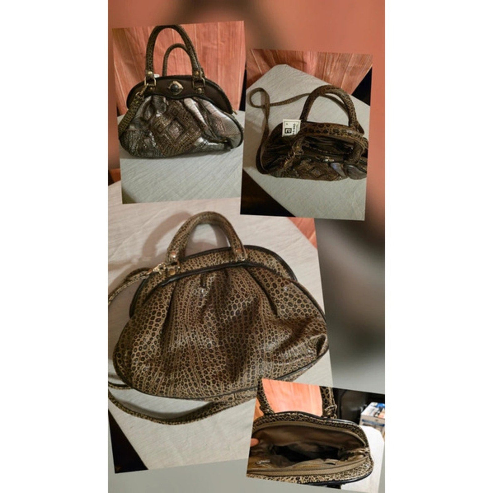 Elegant Embossed Satchel Crossbody Purse