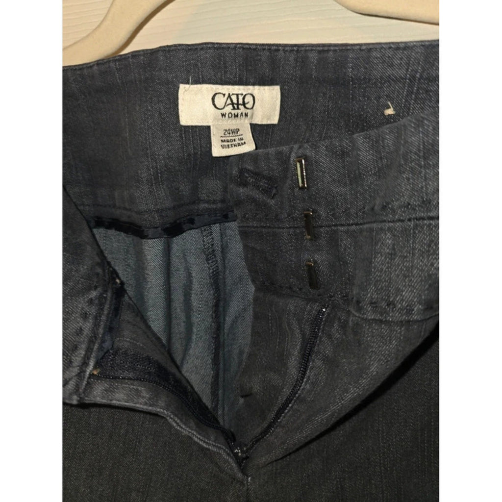 Cato Dark Wash Stretch Denim Trousers 24WP Petite Wide Leg Slacks