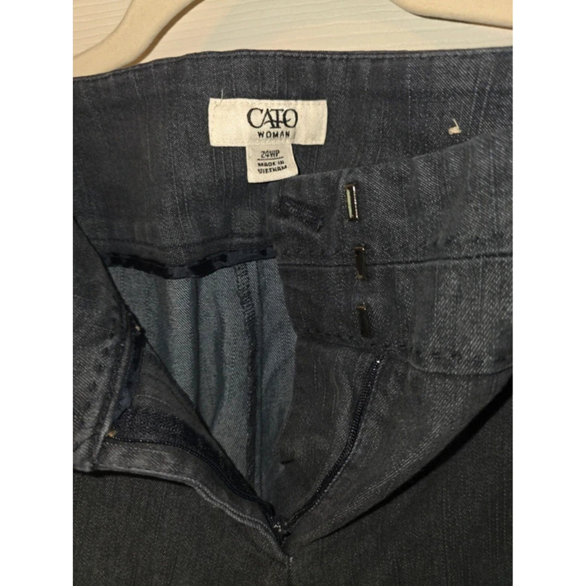 Cato Dark Wash Stretch Denim Trousers 24WP Petite Wide Leg Slacks