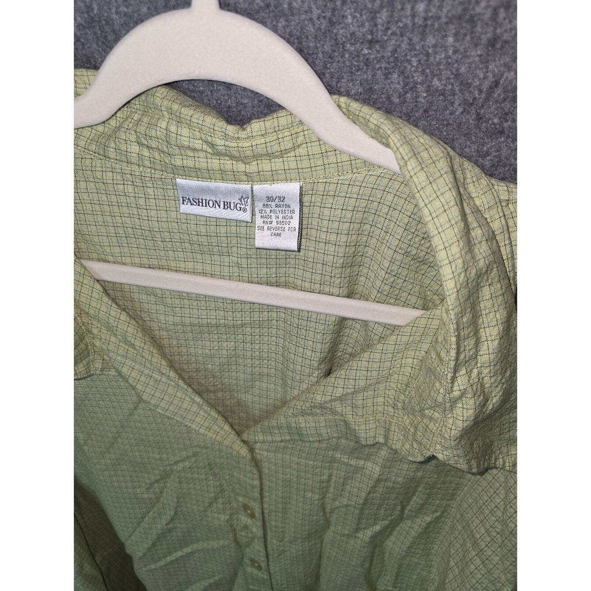 Fashion Bug Green Checkered Button-Up Shirt Size 30/32