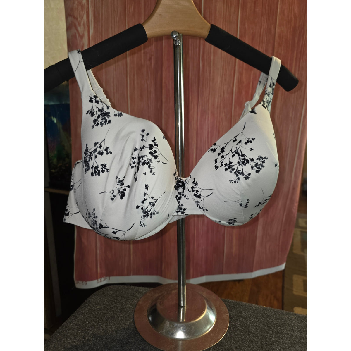 Cacique Lane Bryant Lightly Lined Full Coverage Bra 46C White Black Floral