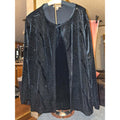 Notations Woman Plus Size 3X Black Velvet Twin Set with Gold Glitter Waves