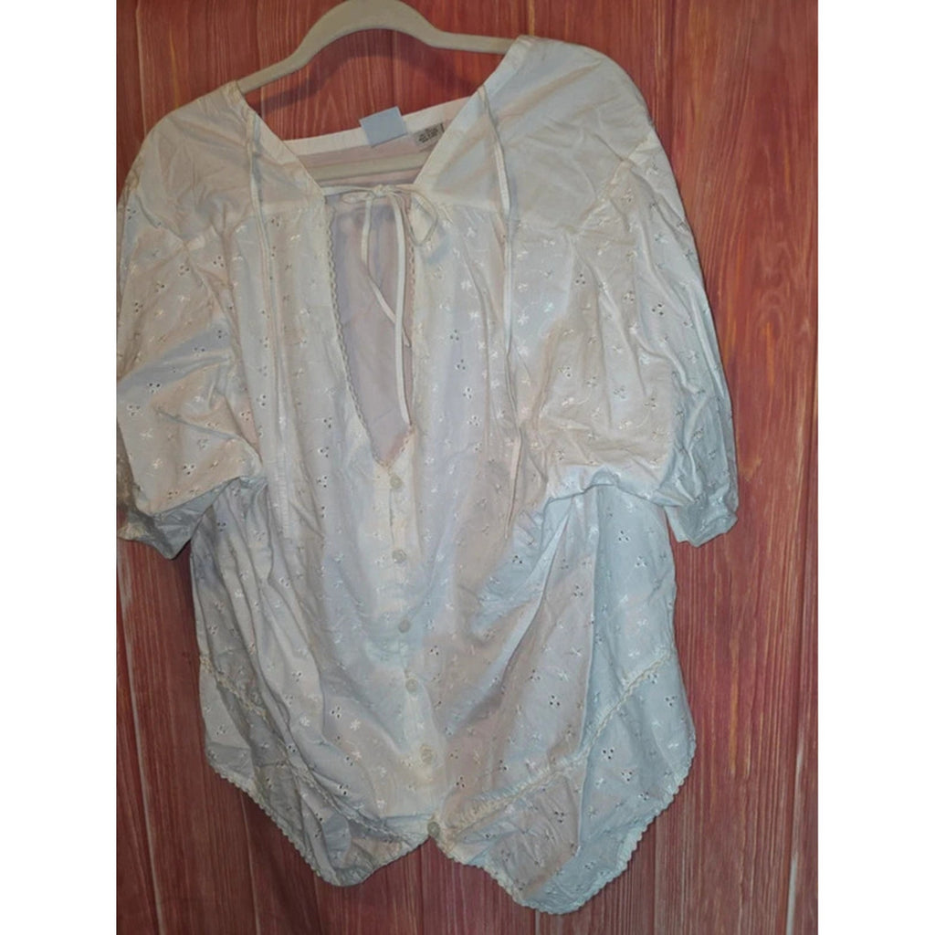 Carolina Colours Plus White Eyelet High Low Handkerchief Peasant Top 24 Cotton