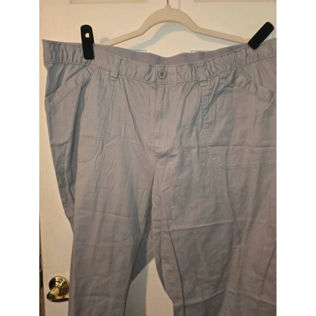 Cato Cargo Drawstring Hem Capri Pants 26W Light Gray Cropped