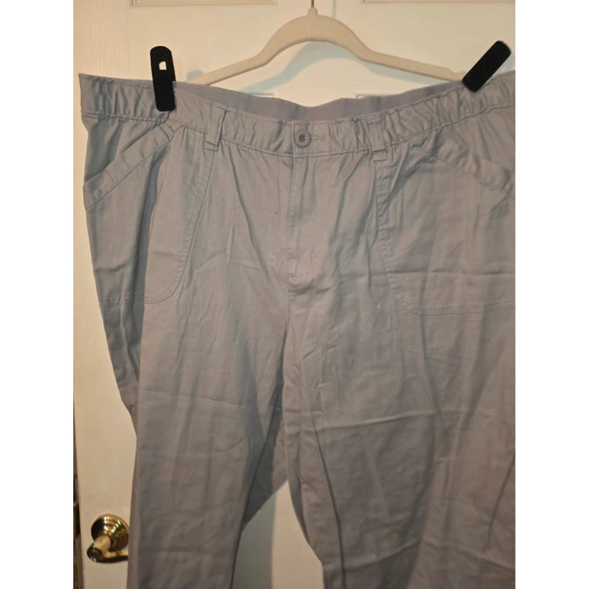 Cato Cargo Drawstring Hem Capri Pants 26W Light Gray Cropped