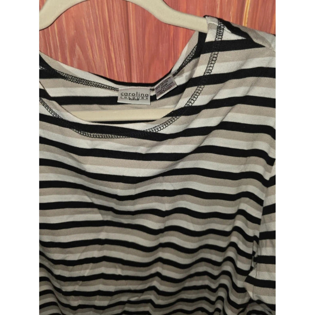Carolina Colours Plus Striped Short Sleeve T-Shirt Top Tan Black White 20W