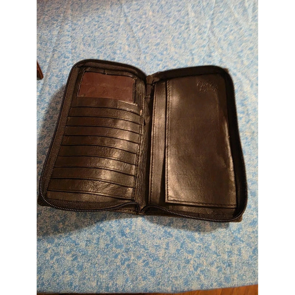 4 Vintage Leather Wallets Checkbook Organizer Snap Pocket Card Holder Set