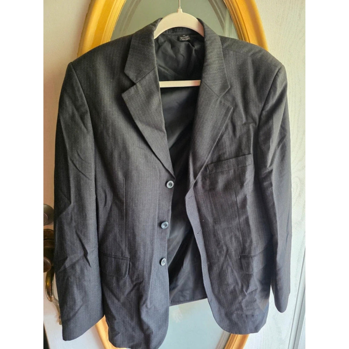 Attention Mens 42R Charcoal Gray Pinstripe 3-Button Jacket Blazer Fully Lined