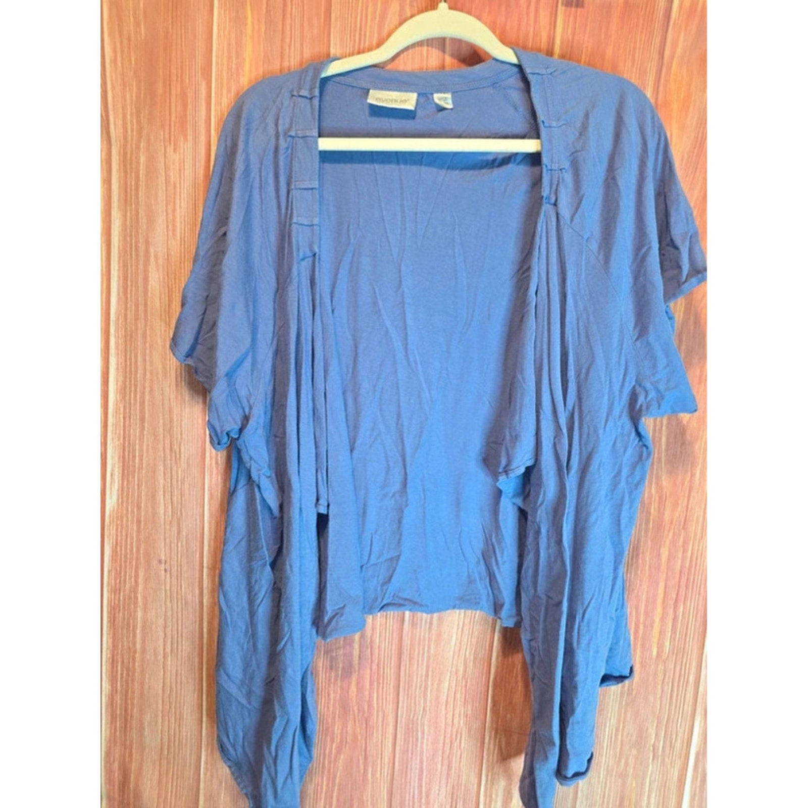 Avenue Periwinkle Blue Open Front Waterfall Draped Cardigan Shrug 26/28