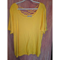 Fiorlini International Yellow Crisscross Strappy Scoop Neck Top 20W Plus