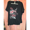 LA Blues Black Glitter Love Hearts Graphic Scoop Neck T-Shirt 4X Made in USA