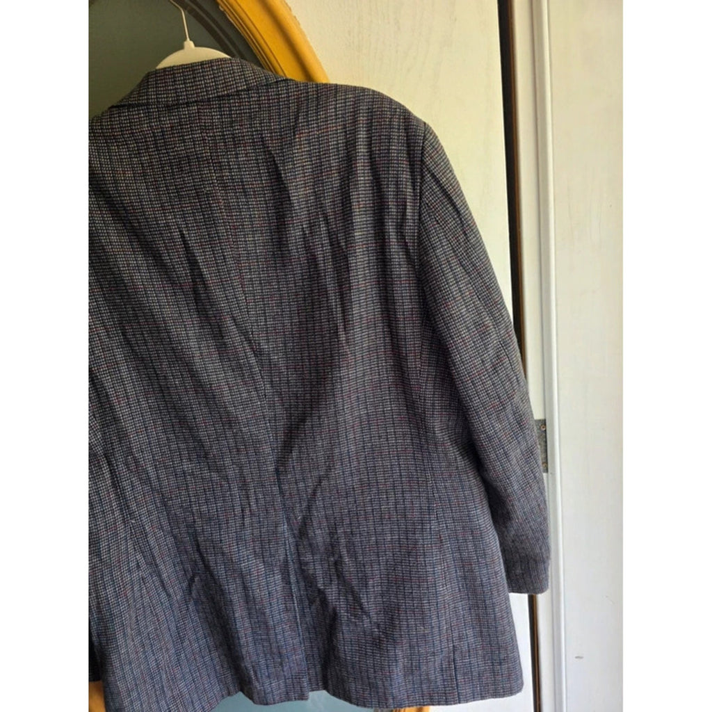 Vintage Haggar Tweed Plaid Houndstooth Blazer Sport Coat Made in USA 2-Button